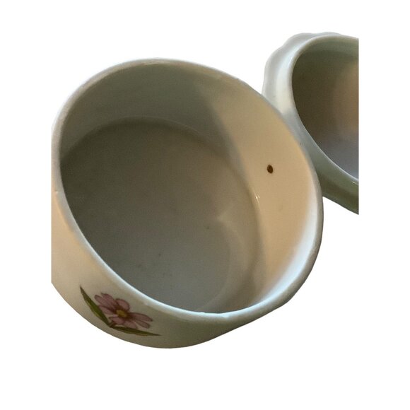 Vtg 1990 Prestige Round Trinket Box Butterfly Flowers 3"-3.5" Cream Multicolor - Picture 7 of 8